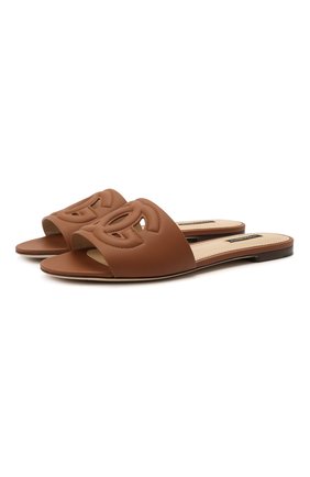 Женские кожаные шлепанцы bianca DOLCE & GABBANA коричневого цвета по цене 52200 руб., арт. CQ0436/A0049 | Фото 1 Женские кожаные шлепанцы bianca DOLCE & GABBANA коричневого цвета, арт. CQ0436/A0049 | Фото 1
