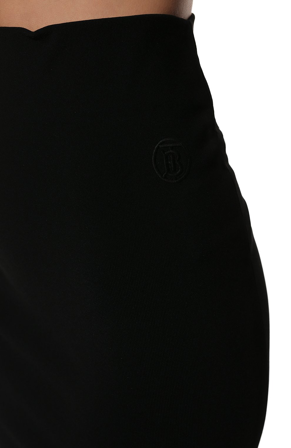 Женская юбка BURBERRY черного цвета, арт. 8040281 | Фото 5 (Женское Кросс-КТ: Юбка-одежда; Длина Ж (юбки, платья, шорты): До колена; Материал внешний: Вискоза; Стили: Кэжуэл)