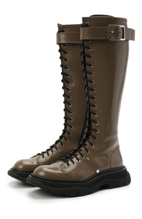 Женские кожаные сапоги ALEXANDER MCQUEEN хаки цвета по цене 107000 руб., арт. 595466/WHZ81 | Фото 1 Женские кожаные сапоги ALEXANDER MCQUEEN хаки цвета, арт. 595466/WHZ81 | Фото 1 (Материал внутренний: Натуральная кожа; Подошва: Платформа; Каблук тип: Устойчивый; Высота голенища: Средние; Каблук высота: Низкий)