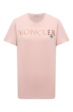 Женская хлопковая футболка MONCLER розового цвета по цене 16200 руб., арт. G1-093-8C715-10-V8094 | Фото 1 Женская хлопковая футболка MONCLER розового цвета, арт. G1-093-8C715-10-V8094 | Фото 1