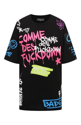 Женская хлопковая футболка COMME DES FUCKDOWN черно-белого цвета по цене 5960 руб., арт. CDFD1368 | Фото 1 Женская хлопковая футболка COMME DES FUCKDOWN черно-белого цвета, арт. CDFD1368 | Фото 1