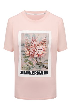 Женская хлопковая футболка ZIMMERMANN розового цвета по цене 21150 руб., арт. 1259TB0T | Фото 1 Женская хлопковая футболка ZIMMERMANN розового цвета, арт. 1259TB0T | Фото 1