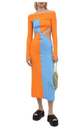 Женское платье из вискозы MSGM оранжевого цвета по цене 61850 руб., арт. 3042MDA217 217490 | Фото 2 Женское платье из вискозы MSGM оранжевого цвета, арт. 3042MDA217 217490 | Фото 2