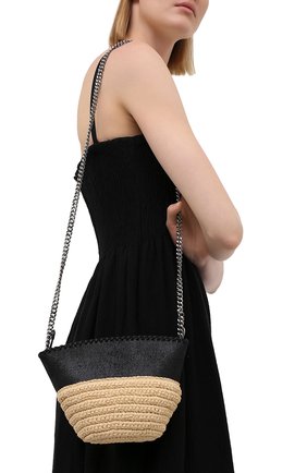 Женская сумка falabella STELLA MCCARTNEY черного цвета, арт. 700226/W8805 | Фото 2 (Сумки-технические: Сумки через плечо; Материал: Текстиль; Размер: small; Ремень/цепочка: С цепочкой, На ремешке)