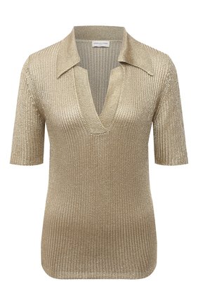Женское поло из вискозы DRIES VAN NOTEN золотого цвета по цене 59950 руб., арт. 211-11242-2703 | Фото 1 Женское поло из вискозы DRIES VAN NOTEN золотого цвета, арт. 211-11242-2703 | Фото 1 (Рукава: Короткие; Материал внешний: Вискоза; Стили: Кэжуэл; Длина (для топов): Стандартные; Региональные ограничения белый список (Axapta Mercury): RU; Кросс-КТ: Трикотаж)