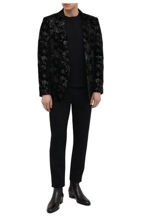 Мужской пиджак SAINT LAURENT черного цвета по цене 669500 руб., арт. 645746/Y525R | Фото 2 Мужской пиджак SAINT LAURENT черного цвета, арт. 645746/Y525R | Фото 2 (Материал подклада: Шелк; Рукава: Длинные; Длина (для топов): Стандартные; Материал внешний: Вискоза, Купро; Случай: Вечерний; Пиджаки М: Прямой; 1-2-бортные: Однобортные; Стили: Гламурный)