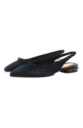 Женские замшевые балетки hall sling CHRISTIAN LOUBOUTIN синего цвета по цене 57150 руб., арт. 1210916/HALL SLING FLAT | Фото 1 Женские замшевые балетки hall sling CHRISTIAN LOUBOUTIN синего цвета, арт. 1210916/HALL SLING FLAT | Фото 1