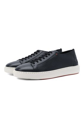 Мужские кожаные кеды SANTONI темно-синего цвета по цене 47900 руб., арт. MBCD21490BARRTWHU53 | Фото 1 Мужские кожаные кеды SANTONI темно-синего цвета, арт. MBCD21490BARRTWHU53 | Фото 1