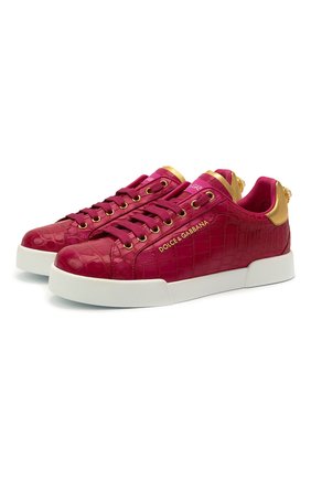 Женские кеды portofino из кожи крокодила DOLCE & GABBANA фуксия цвета по цене 188000 руб., арт. CK1602/A2W46/CNIL | Фото 1 Женские кеды portofino из кожи крокодила DOLCE & GABBANA фуксия цвета, арт. CK1602/A2W46/CNIL | Фото 1 (Материал внешний: Экзотическая кожа; Материал внутренний: Натуральная кожа; Подошва: Платформа)