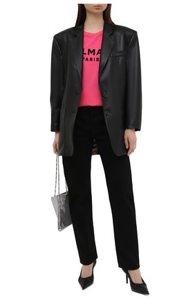 Женская хлопковая футболка BALMAIN фуксия цвета по цене 28450 руб., арт. VF0EF005/B044 | Фото 2 Женская хлопковая футболка BALMAIN фуксия цвета, арт. VF0EF005/B044 | Фото 2 (Длина (для топов): Стандартные; Материал внешний: Хлопок; Стили: Спорт-шик; Женское Кросс-КТ: Футболка-одежда; Принт: С принтом; Рукава: Короткие)