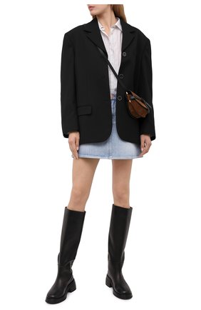 Женская джинсовая юбка 7 FOR ALL MANKIND голубого цвета по цене 12850 руб., арт. JSQFA500IH | Фото 2 Женская джинсовая юбка 7 FOR ALL MANKIND голубого цвета, арт. JSQFA500IH | Фото 2