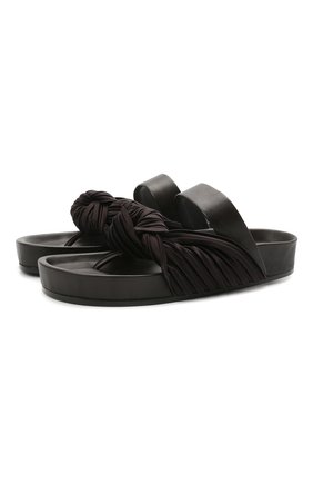Женские комбинированные шлепанцы JIL SANDER коричневого цвета по цене 43950 руб., арт. JS36110A-13211 | Фото 1 Женские комбинированные шлепанцы JIL SANDER коричневого цвета, арт. JS36110A-13211 | Фото 1 (Материал внутренний: Натуральная кожа, Текстиль; Подошва: Платформа; Материал внешний: Текстиль)