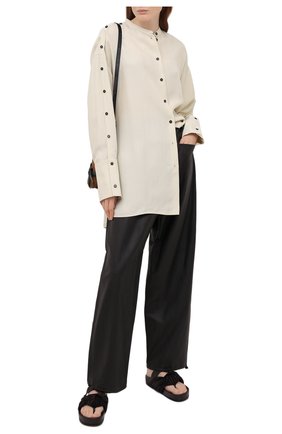 Женские комбинированные шлепанцы JIL SANDER коричневого цвета по цене 43950 руб., арт. JS36110A-13211 | Фото 2 Женские комбинированные шлепанцы JIL SANDER коричневого цвета, арт. JS36110A-13211 | Фото 2 (Материал внутренний: Натуральная кожа, Текстиль; Подошва: Платформа; Материал внешний: Текстиль)