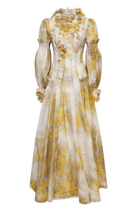 Женское платье из льна и шелка ZIMMERMANN желтого цвета по цене 188000 руб., арт. 1075DB0T | Фото 1 Женское платье из льна и шелка ZIMMERMANN желтого цвета, арт. 1075DB0T | Фото 1