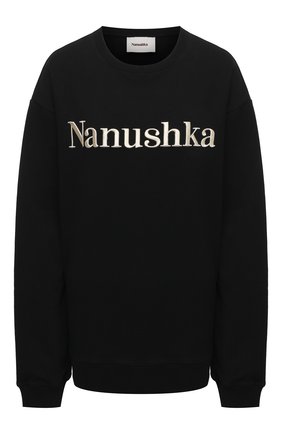 Женский хлопковый свитшот NANUSHKA черного цвета по цене 25750 руб., арт. REMY_BLACK_0RGANIC FLEECE | Фото 1 Женский хлопковый свитшот NANUSHKA черного цвета, арт. REMY_BLACK_0RGANIC FLEECE | Фото 1