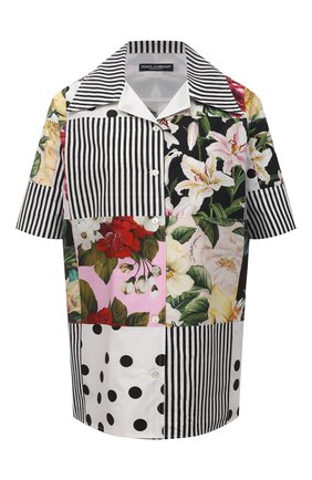 Женская хлопковая рубашка DOLCE & GABBANA разноцветного цвета, арт. F5N29T/GDX82 | Фото 1 (Материал внешний: Хлопок; Длина (для топов): Удлиненные; Принт: С принтом; Стили: Гламурный; Женское Кросс-КТ: Рубашка-одежда; Рукава: Короткие; Региональные ограничения белый список (Axapta Mercury): RU)