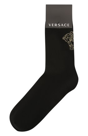 Мужские хлопковые носки VERSACE черного цвета по цене 7515 руб., арт. ICZ0003/1F01217 | Фото 1 Мужские хлопковые носки VERSACE черного цвета, арт. ICZ0003/1F01217 | Фото 1