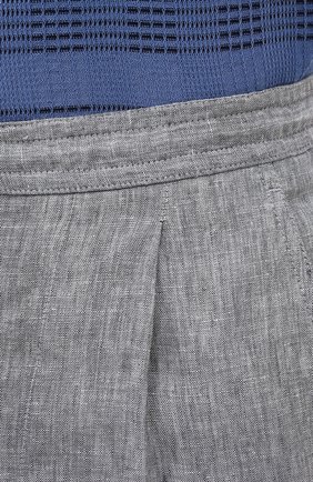 Мужские льняные брюки BRIONI серого цвета, арт. RPMJ0M/P6114/NEW JAMAICA | Фото 5 (Длина (брюки, джинсы): Стандартные; Случай: Повседневный; Региональные ограничения белый список (Axapta Mercury): RU; Материал внешний: Лен; Стили: Кэжуэл)