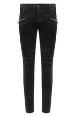 Мужские джинсы BALMAIN черного цвета, арт. VH0MG005/107D | Фото 1 (Силуэт М (брюки): Узкие; Кросс-КТ: Деним; Длина (брюки, джинсы): Стандартные; Стили: Гранж; Материал внешний: Хлопок; Детали: Потертости)