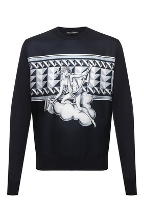 Мужской шелковый джемпер DOLCE & GABBANA синего цвета по цене 94350 руб., арт. GXA79T/JASME | Фото 1 Мужской шелковый джемпер DOLCE & GABBANA синего цвета, арт. GXA79T/JASME | Фото 1