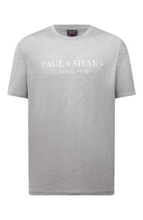 Мужская хлопковая футболка PAUL&SHARK серого цвета по цене 14950 руб., арт. 21411022/C00/3XL-6XL | Фото 1 Мужская хлопковая футболка PAUL&SHARK серого цвета, арт. 21411022/C00/3XL-6XL | Фото 1
