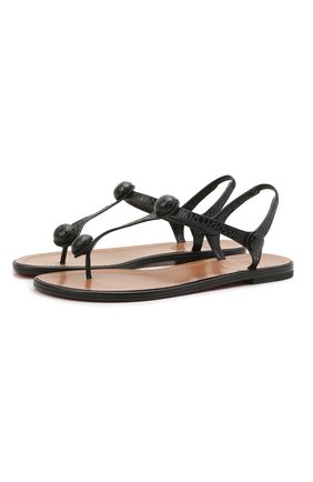 Женские кожаные сандалии planet ball CHRISTIAN LOUBOUTIN черного цвета по цене 49950 руб., арт. 1210603/PLANET BALL FLAT | Фото 1 Женские кожаные сандалии planet ball CHRISTIAN LOUBOUTIN черного цвета, арт. 1210603/PLANET BALL FLAT | Фото 1