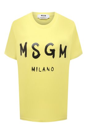 Женская хлопковая футболка MSGM желтого цвета по цене 9300 руб., арт. 3042MDM160 217498 | Фото 1 Женская хлопковая футболка MSGM желтого цвета, арт. 3042MDM160 217498 | Фото 1