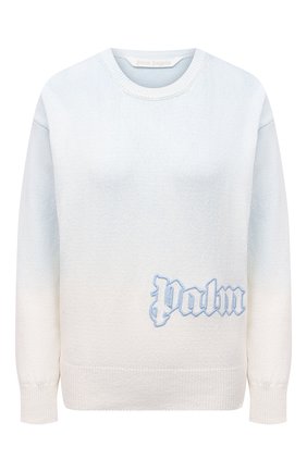 Женский хлопковый пуловер PALM ANGELS светло-голубого цвета по цене 47300 руб., арт. PWHE023S21KNI0020340 | Фото 1 Женский хлопковый пуловер PALM ANGELS светло-голубого цвета, арт. PWHE023S21KNI0020340 | Фото 1