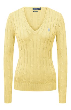 Женский хлопковый пуловер POLO RALPH LAUREN желтого цвета по цене 15200 руб., арт. 211580008 | Фото 1 Женский хлопковый пуловер POLO RALPH LAUREN желтого цвета, арт. 211580008 | Фото 1