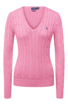 Женский хлопковый пуловер POLO RALPH LAUREN розового цвета по цене 15200 руб., арт. 211580008 | Фото 1 Женский хлопковый пуловер POLO RALPH LAUREN розового цвета, арт. 211580008 | Фото 1