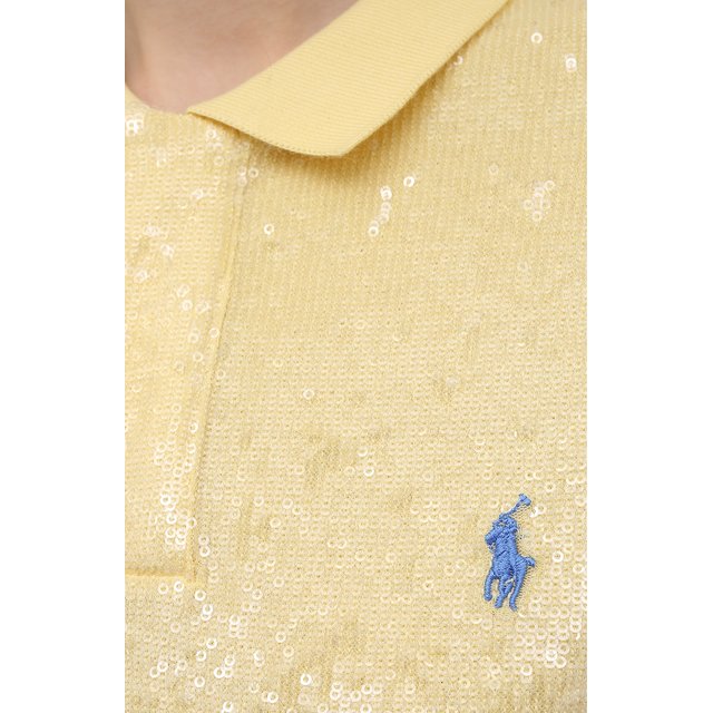 Хлопковое поло с пайетками Polo Ralph Lauren 211838104, цвет жёлтый, размер 46 - фото 5