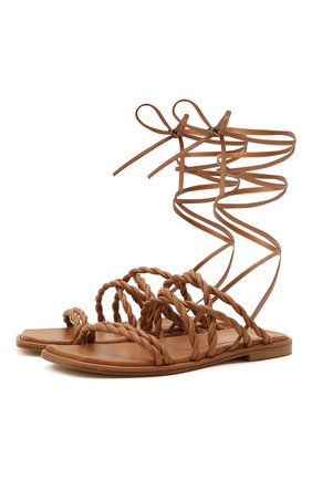 Женские кожаные сандалии calypso STUART WEITZMAN коричневого цвета по цене 47650 руб., арт. S0998 | Фото 1 Женские кожаные сандалии calypso STUART WEITZMAN коричневого цвета, арт. S0998 | Фото 1 (Подошва: Плоская; Каблук высота: Низкий; Материал внутренний: Натуральная кожа; Материал внешний: Кожа)