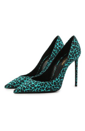 Женские текстильные туфли zoe SAINT LAURENT зеленого цвета по цене 52550 руб., арт. 649474/20W00 | Фото 1 Женские текстильные туфли zoe SAINT LAURENT зеленого цвета, арт. 649474/20W00 | Фото 1