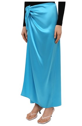 Женская шелковая юбка BALENCIAGA голубого цвета, арт. 658183/TKN01 | Фото 3 (Материал внешний: Шелк; Женское Кросс-КТ: Юбка-одежда; Длина Ж (юбки, платья, шорты): Макси; Стили: Романтичный)