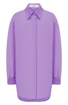 Женская шелковая куртка VALENTINO фиолетового цвета, арт. VB0CI0K56DE | Фото 1 (Материал внешний: Шелк; Стили: Спорт-шик; Кросс-КТ: Куртка; Рукава: Длинные; Длина (верхняя одежда): До середины бедра)