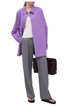 Женская шелковая куртка VALENTINO фиолетового цвета, арт. VB0CI0K56DE | Фото 2 (Материал внешний: Шелк; Стили: Спорт-шик; Кросс-КТ: Куртка; Рукава: Длинные; Длина (верхняя одежда): До середины бедра)