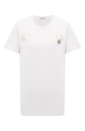 Женская хлопковая футболка MONCLER белого цвета по цене 16200 руб., арт. G1-093-8C715-10-V8094 | Фото 1 Женская хлопковая футболка MONCLER белого цвета, арт. G1-093-8C715-10-V8094 | Фото 1