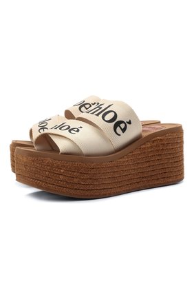 Женские текстильные сабо woody CHLOÉ бежевого цвета по цене 27950 руб., арт. CHC21U44908 | Фото 1 Женские текстильные сабо woody CHLOÉ бежевого цвета, арт. CHC21U44908 | Фото 1