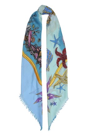 Женская шаль VERSACE голубого цвета по цене 39150 руб., арт. IF01401/1F01320 | Фото 1 Женская шаль VERSACE голубого цвета, арт. IF01401/1F01320 | Фото 1