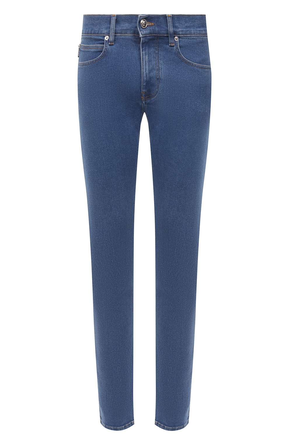 Мужские джинсы VERSACE синего цвета, арт. A81832/1F01111 | Фото 1 (Силуэт М (брюки): Прямые; Кросс-КТ: Деним; Длина (брюки, джинсы): Стандартные; Материал внешний: Хлопок, Деним; Стили: Кэжуэл)