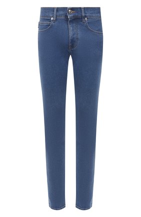 Мужские джинсы VERSACE синего цвета, арт. A81832/1F01111 | Фото 1 (Длина (брюки, джинсы): Стандартные; Материал внешний: Хлопок, Деним; Силуэт М (брюки): Прямые; Стили: Кэжуэл; Кросс-КТ: Деним)