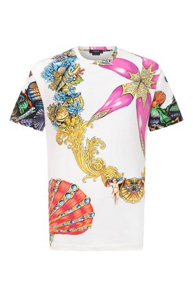 Мужская хлопковая футболка VERSACE разноцветного цвета по цене 47450 руб., арт. A76113/1F01159 | Фото 1 Мужская хлопковая футболка VERSACE разноцветного цвета, арт. A76113/1F01159 | Фото 1 (Материал внешний: Хлопок; Длина (для топов): Стандартные; Рукава: Короткие; Стили: Бохо; Принт: С принтом)
