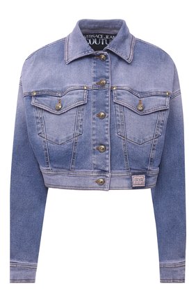 Женская джинсовая куртка VERSACE JEANS COUTURE голубого цвета по цене 54450 руб., арт. C0HWA960-WDP416/AR97Y | Фото 1 Женская джинсовая куртка VERSACE JEANS COUTURE голубого цвета, арт. C0HWA960-WDP416/AR97Y | Фото 1