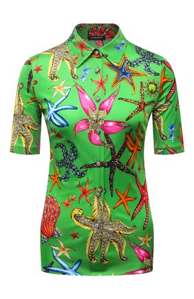 Женская рубашка из вискозы VERSACE зеленого цвета по цене 79000 руб., арт. A89204/1F01134 | Фото 1 Женская рубашка из вискозы VERSACE зеленого цвета, арт. A89204/1F01134 | Фото 1