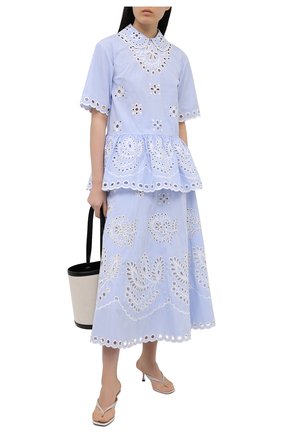 Женская хлопковая юбка REDVALENTINO голубого цвета по цене 65300 руб., арт. VR0RA01M/5T4 | Фото 2 Женская хлопковая юбка REDVALENTINO голубого цвета, арт. VR0RA01M/5T4 | Фото 2