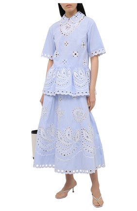 Женская хлопковая блузка REDVALENTINO голубого цвета по цене 57800 руб., арт. VR0AA02U/5T4 | Фото 2 Женская хлопковая блузка REDVALENTINO голубого цвета, арт. VR0AA02U/5T4 | Фото 2