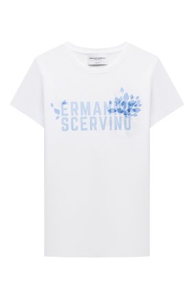 Детская хлопковая футболка ERMANNO SCERVINO белого цвета по цене 8910 руб., арт. ESFTS012 JE95 WSUNI1/XXS-S | Фото 1 Детская хлопковая футболка ERMANNO SCERVINO белого цвета, арт. ESFTS012 JE95 WSUNI1/XXS-S | Фото 1