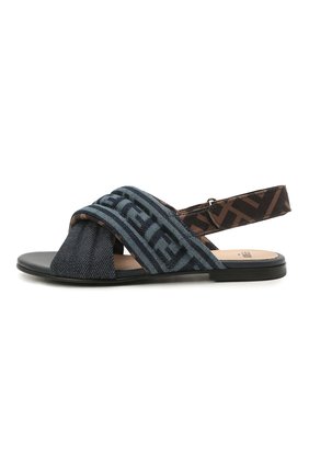 Детские босоножки FENDI синего цвета по цене 31600 руб., арт. JFR323/AEGU/32-39 | Фото 2 Детские босоножки FENDI синего цвета, арт. JFR323/AEGU/32-39 | Фото 2 (Материал внутренний: Текстиль, Натуральная кожа; Материал внешний: Текстиль)