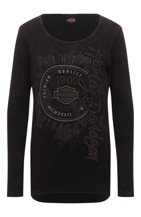 Женская хлопковый лонгслив HARLEY-DAVIDSON темно-коричневого цвета по цене 6380 руб., арт. R003817 | Фото 1 Женская хлопковый лонгслив HARLEY-DAVIDSON темно-коричневого цвета, арт. R003817 | Фото 1