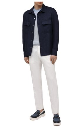 Мужская льняная рубашка ERMENEGILDO ZEGNA темно-синего цвета по цене 51250 руб., арт. UWX34/S0T2 | Фото 2 Мужская льняная рубашка ERMENEGILDO ZEGNA темно-синего цвета, арт. UWX34/S0T2 | Фото 2